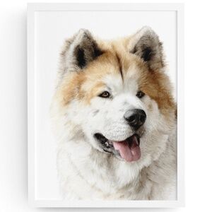 Watercolor Akita Dog Portrait Wall Art Print, Unframed - Majestic Canine Charm